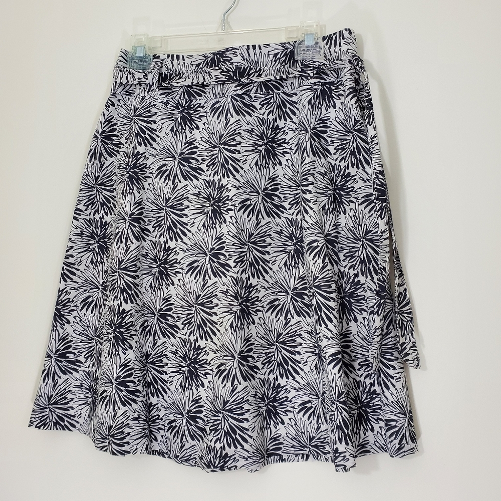 Lands End Black/White Cotton Floral Skirt, 2P